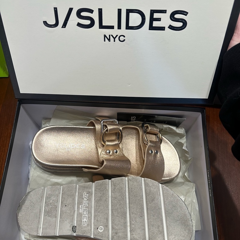 J/SLIDES BAHA Rose Gold Leather Sandal